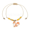 Thanksgiving Day Glass Beaded Braided Link Charm Bracelets BJEW-JB12560-3