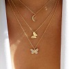 3Pcs Alloy Butterfly & Moon Pendant Necklaces WG64711-06-1