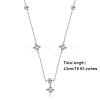 Anti-Tarnish Women Flower Drop Dangle Necklace Rhodium Plated Sterling Silver Zirconia Chain Necklace Simple Personalized Crystals Pendant Choker Trendy Necklace Jewelry Gifts for Women JN1092A-2