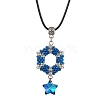 3D Hexagon Seed Beads & Star Glass Pendant Necklaces NJEW-MZ00063-2