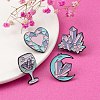 4Pcs 4 Style Heart & Flower & Moon & Wine Glass Enamel Pin JEWB-FS0001-04-5