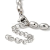 Non-Tarnish 304 Stainless Steel Oval Ball Chain Bracelets for Women BJEW-C046-01P-3