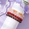 4Pcs Constellation 8mm Round Natural Rhodonite & Rose Quartz & Dyed Jade & Carnelian Beaded Stretch Bracelets for Women BJEW-JB10642-3