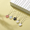 5Pcs 5 Style Natural & Synthetic Mixed Gemstone Heart Pendant Necklace Set NJEW-JN04042-2