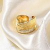 Rack Plating Brass Micro Pave Clear Cubic Zirconia Cuff Finger Rings for Women RJEW-M028-16G-5