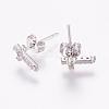 Brass Micro Pave Cubic Zirconia Stud Earrings EJEW-F125-05P-2