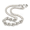 Non-Tarnish 304 Stainless Steel Rectangle & Round Ball Link Chain Necklaces NJEW-S431-03P-1