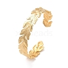 304 Stainless Steel Leaf Cuff Bangles BJEW-G694-08G-1