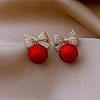 Alloy Crystal Rhinestone Bowknot Dangle Stud Earrings FS-WG0E442-01-2