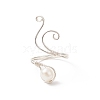 Copper Wire Wrapped Natural Freshwater Pearl Cuff Rings for Women RJEW-JR00553-02-4