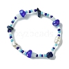 4Pcs 4 Style Natural Gemstone Chips & Lampwork Mushroom Beaded Stretch Bracelets BJEW-TA00442-3