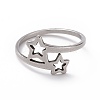 201 Stainless Steel Double Star Finger Ring RJEW-J051-14P-2