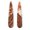 Transparent Resin & Walnut Wood Pendants RESI-N039-69D-3