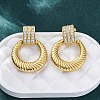 Ring Brass Micro Pave Clear Cubic Zirconia Dangle Stud Earrings EJEW-R025-08G-1