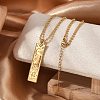 304 Stainless Steel Clear Cubic Zirconia Rectangle Constellation Pendant Necklaces for Women Men NJEW-S435-01G-E-1