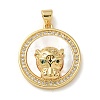 Brass Micro Pave Clear Cubic Zirconia Pendants KK-U046-03G-1