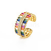 Brass Micro Pave Cubic Zirconia Cuff Rings for Women RJEW-T016-37G-01-3