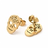 Halloween Skull with Flower 304 Stainless Steel Stud Earrings for Women EJEW-B019-05G-2