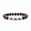 8mm Round Natural Tiger Eye Beaded Stretch Bracelets RC6467-5-1