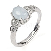 Oval Natural Aquamarine Adjustable Rings RJEW-Q819-01P-06-2