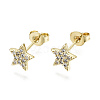 Brass Micro Pave Clear Cubic Zirconia Stud Earrings EJEW-T046-30G-NF-1