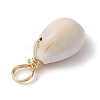 Natural Cowrie Shell Pendants PALLOY-JF02681-01-4