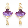 Printed Light Gold Tone Alloy Pendants ENAM-N056-207C-2