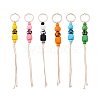 Kissitty 6Pcs 6 Colors Schima Wood & Cotton Cord Keychain KEYC-KS0001-03-8