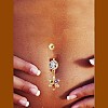 Brass Cubic Zirconia Navel Ring AJEW-EE0004-13-2