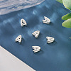 6Pcs 925 Sterling Silver Hollow Initial Beads STER-TA0001-53A-6