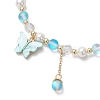 Frosted Dyed Synthetic Moonstone & Shell Pearl Round Beads Stretch Bracelets BJEW-JB11822-02-3