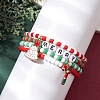 4Pcs 4 Styles Christmas 4mm Round Glass Seed Beaded Stretch Bracelet Sets BJEW-TA00500-3