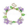 Acrylic Flower & Glass Pearl Charm Bracelets BJEW-JB10054-03-1