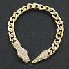 Alloy Black Rhinestone Cuban Link Chain Bracelets for Women WGC9FDE-01-1