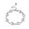 304 Stainless Steel Rhombus Link Chain Bracelets for Women BJEW-U002-01P-1