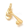 Brass Clear Cubic Zirconia Baseball Bat & Hat European Dangle Charms KK-U048-12G-1