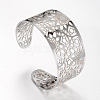 Tarnish Resistant 304 Stainless Steel Filigree Cuff Bangles X-STAS-S060-08-2