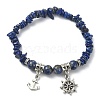 Natural Lapis Lazuli Chips Stretch Bracelet BJEW-JB09598-02-1