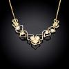 Real 18K Gold Plated Tin Alloy Cubic Zirconia Flower Bib Necklaces NJEW-BB02514-G-2
