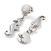 Sea Horse & Shell Shape 304 Stainless Steel Dangle Earrings EJEW-L283-106P-2