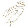 Ion Plating(IP) 304 Stainless Steel Cable Chain Bowknot Pendant Necklaces NJEW-Z041-02G-02-2