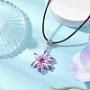 Glass Seed Beads & Polymer Clay & Evil Eye Lampwork Snowflake Pendant Necklaces NJEW-MZ00102-05-1