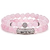 2Pcs 2 Style Natural Rose Quartz Stretch Bracelets Set BJEW-SW00095-1