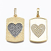 Brass Micro Pave Clear Cubic Zirconia Pendants ZIRC-N039-150-NF-2