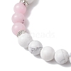 Natural Howlite & Plum Blossom Jasper Round Beaded Stretch Bracelets BJEW-TA00528-01-3