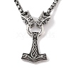 304 Stainless Steel Dragon Head Box Chain Viking Mjolnir Thor Hammer Pendant Necklaces for Men NJEW-K278-03AS-1