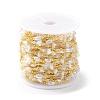 Brass Glass Bead Link Chains with ABS Imitation Pearl Beads CHS-P016-39G-04-4