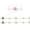 Natural Rose Quartz Square Beaded Chains AJEW-J035-02G-07-2