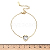 304 Stainless Steel Pave Clear Cubic Zirconia Heart Link Bracelets SA-CBA5F76-05G-5