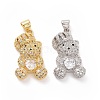 Brass Cubic Zirconia Pendants ZIRC-K089-12G-2